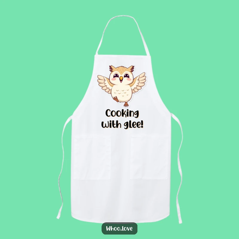 Funny Joyful Owl Apron: Flapping Wings Celebration Bib, Great Kitchen Gift