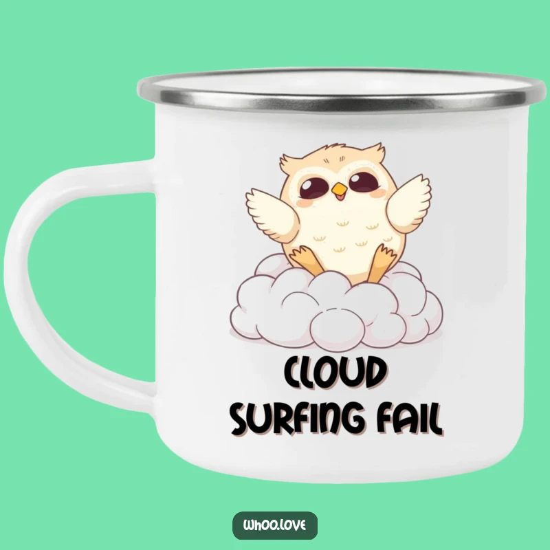 Funny Chubby Owl Cloud Tumbling Camping Mug: Adventure & Laughter Outdoors