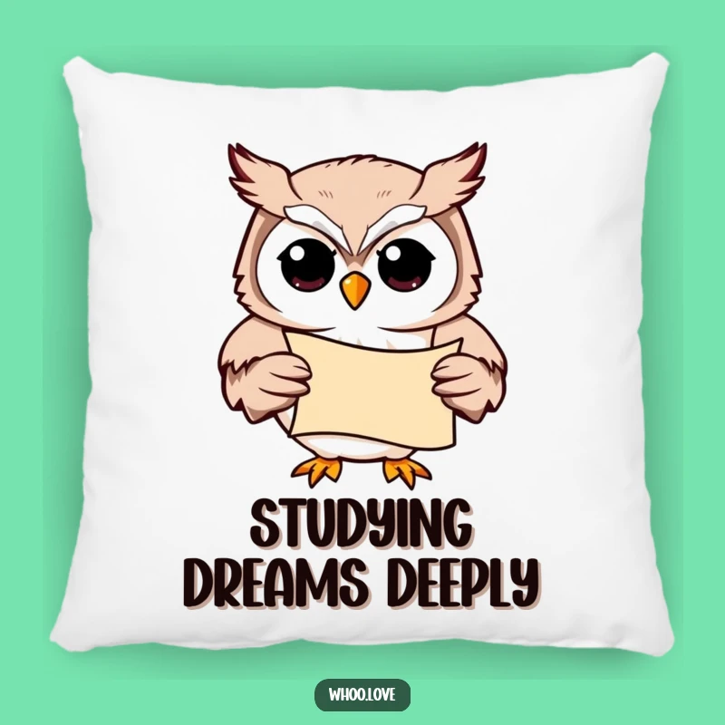 Funny Owl Study Buddy Pillow: Cozy Cushion with Bird Holding a Scroll