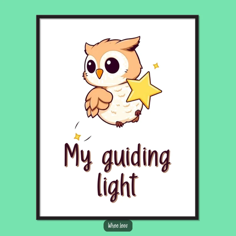Funny Playful Owl Star Digital Art: Instant Whimsy for Your Space