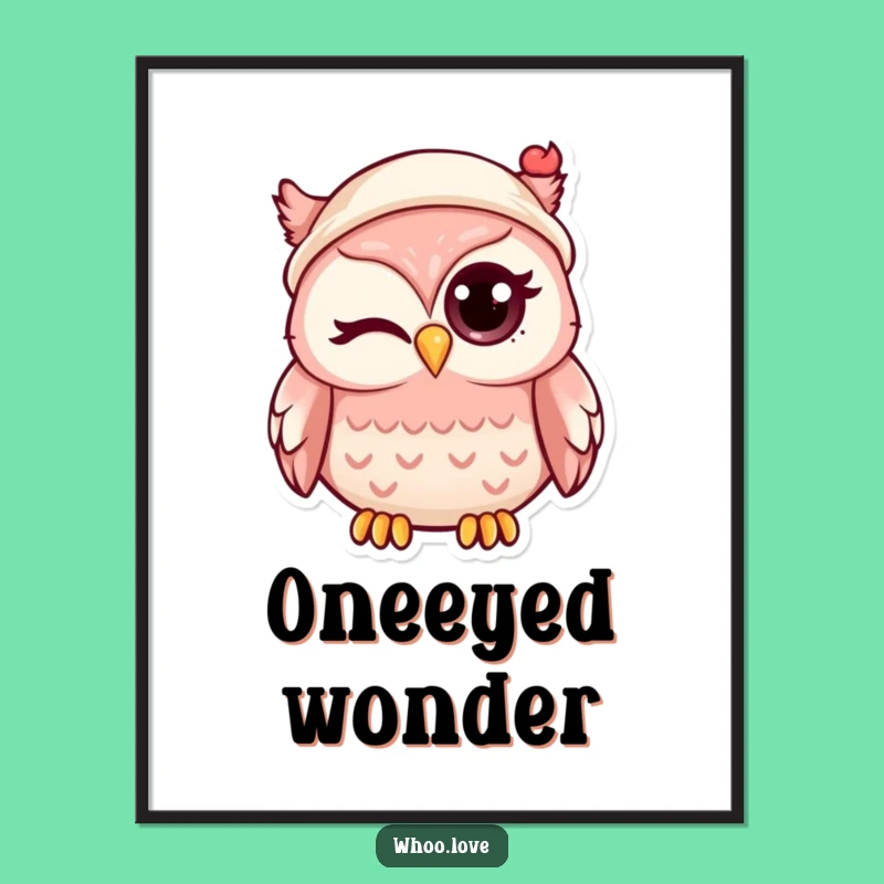 Funny Kawaii Owl Winking Poster: Add Charm and Humor to Your Walls
