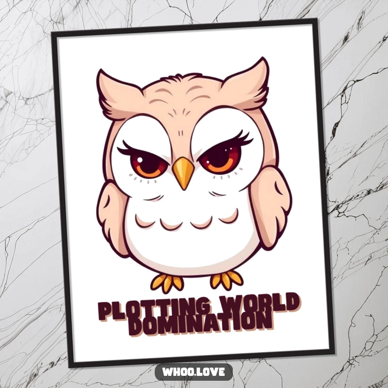 Funny winking owl poster displaying an owl with a mischievous grin and a sly wink. Ideal for humorous and personality-driven wall decor.