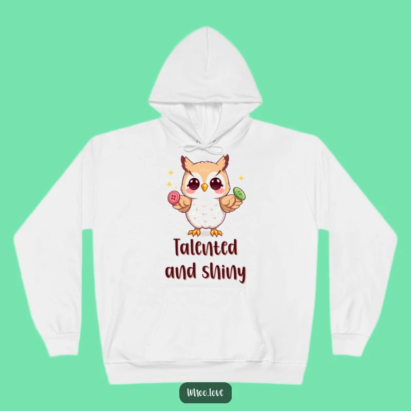 Cozy Funny Playful Owl Hoodie: Juggling Buttons, Warm & Whimsical Gift