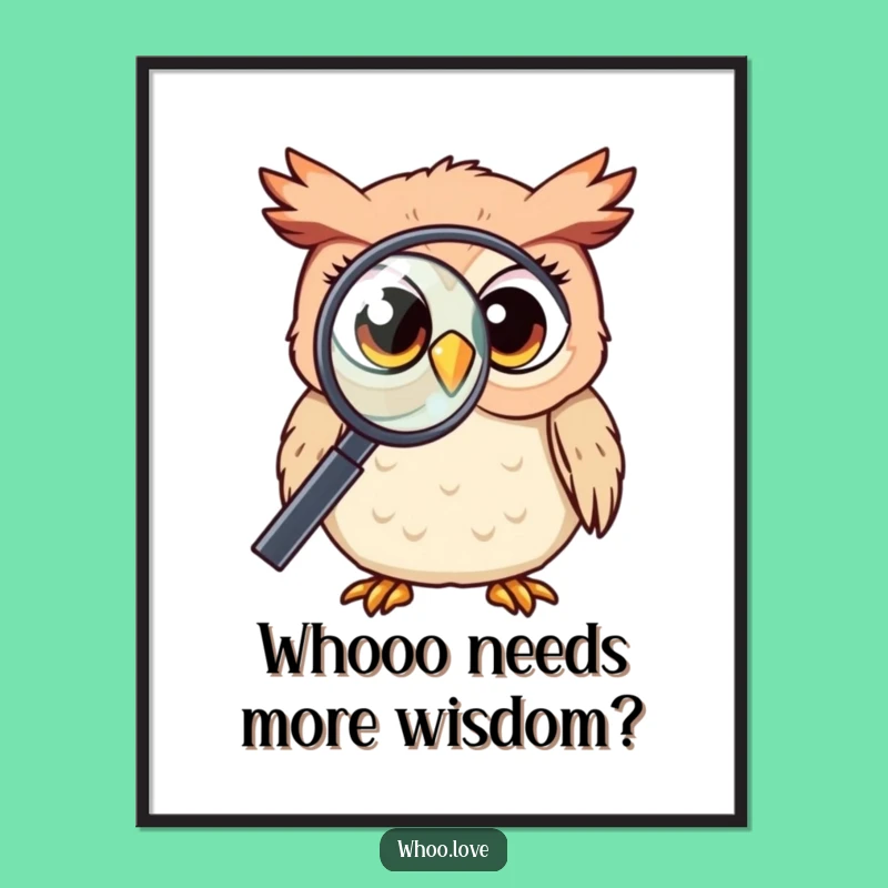 Funny Free Printable Wall Art: Curious Owl Investigator - Downloadable Art
