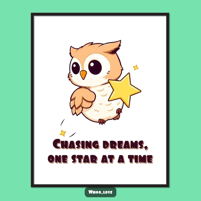Funny Free Printable Wall Art: Owl Chasing Star - Whimsical Downloadable Decor!