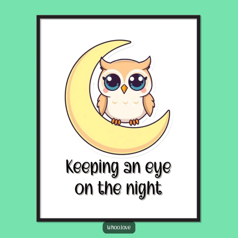 Free Printable Wall Art: Lunar Owl Watcher - Whimsical Downloadable Decor