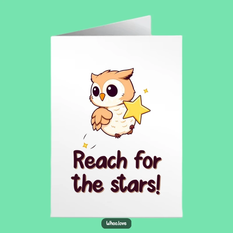 Free Printable Birthday Card: Playful Owl Chases Star - Funny Downloadable Gift!