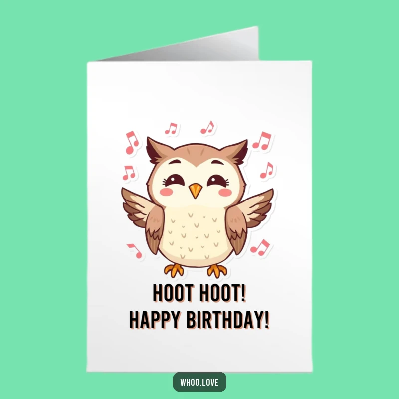 Free Printable Funny Birthday Card: Cheerful Hooting Owl, Downloadable Music Gift