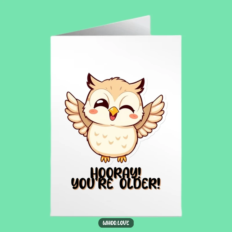 Free Printable Birthday Card: Giggling Kawaii Owl - Joyful Downloadable Gift