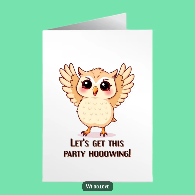 Free Printable Birthday Card: Dancing Kawaii Owl - Silly Downloadable Gift