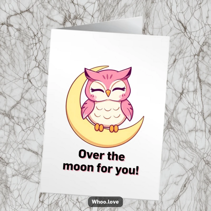 Funny Free Printable Congratulations Card shows a winking owl on a moon, celebrating achievements with charm.