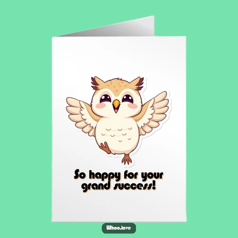 Free Printable Congrats Card: Joyful Owl Flapping, Exciting Celebration Downloadable Greeting
