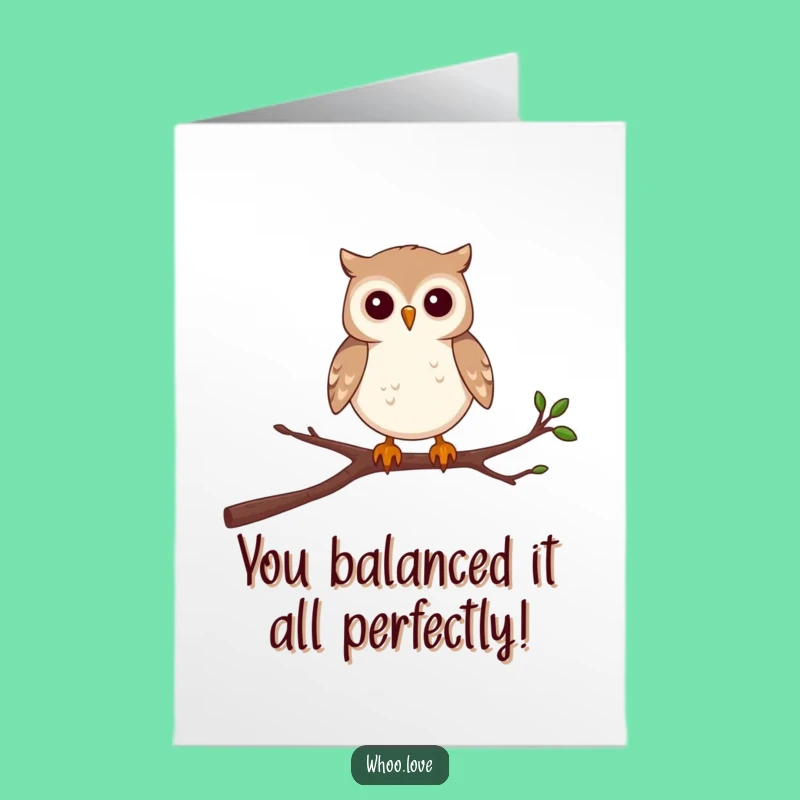 Free Printable Congrats Card: Wobbly Owl Balance, Downloadable Determined Success