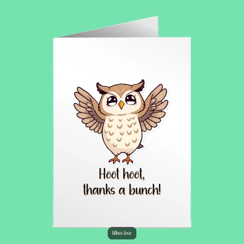 Free Printable Thank You Card: Dancing Owl Expresses Gratitude - Downloadable Humor!