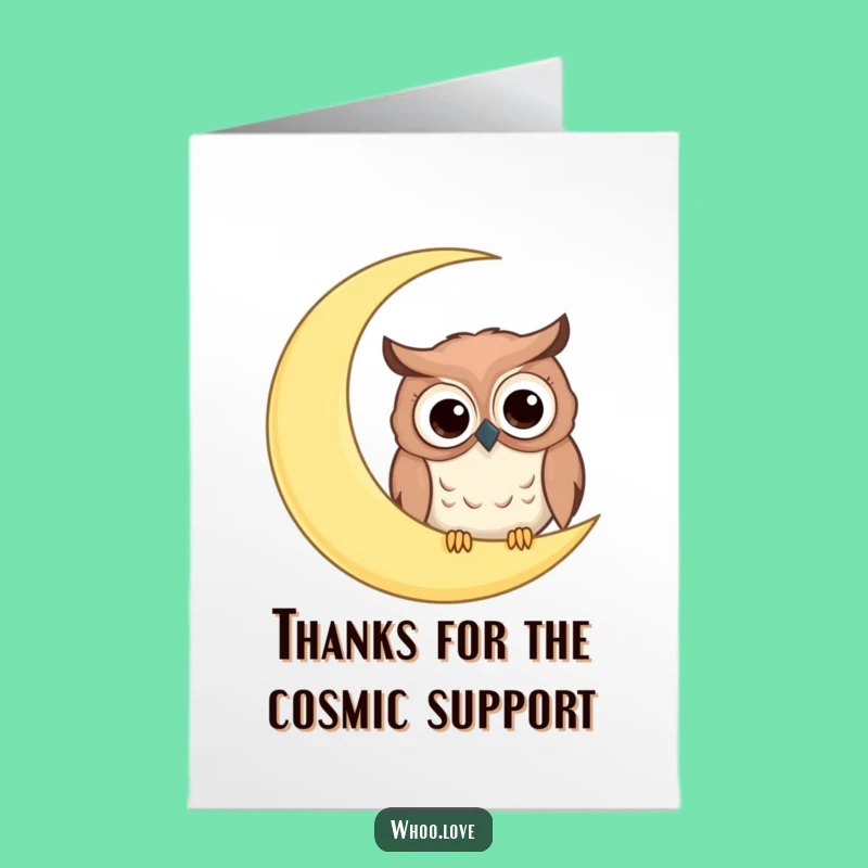 Free Printable Thank You Card: Owl Moon Peek Surprise, Funny Downloadable Gift for Gratitude