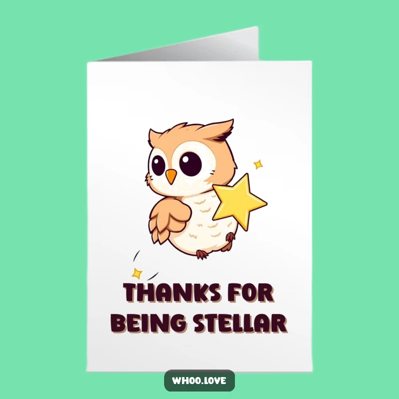 Free Printable Thank You Card: Owl & Star Chase - Funny Downloadable Gift!