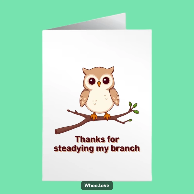 Free Printable Thank You Card: Wobbly Owl Balance, Downloadable Determined Gratitude