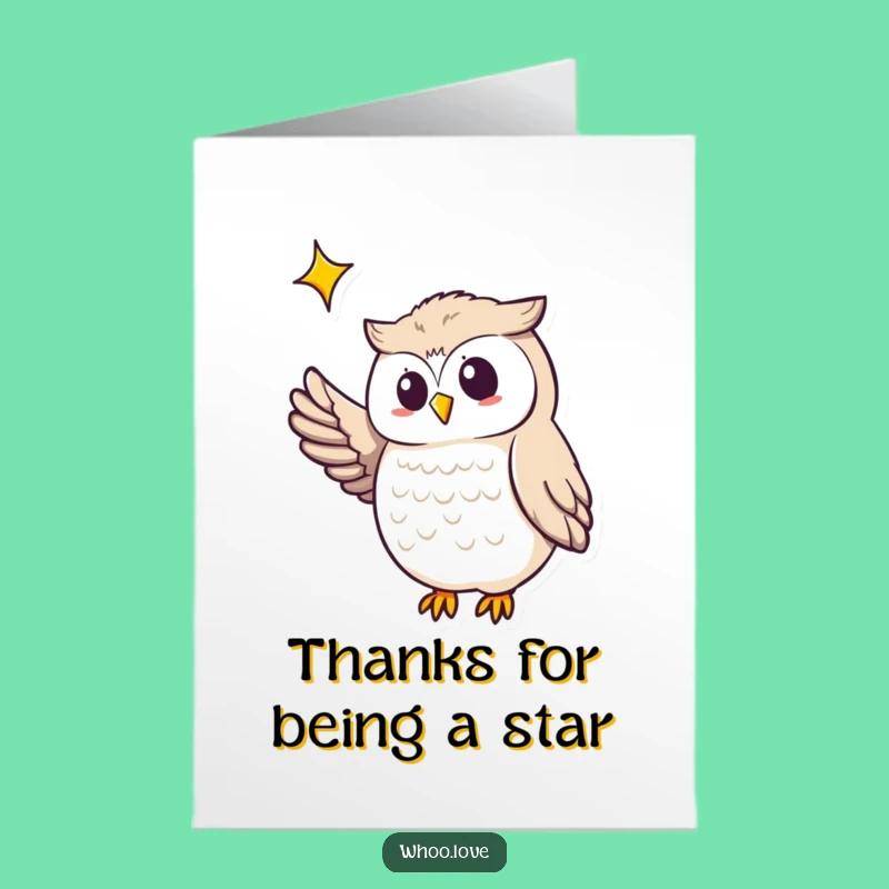 Free Printable Thank You Card: Owl Points to Star - Express Gratitude with Humor
