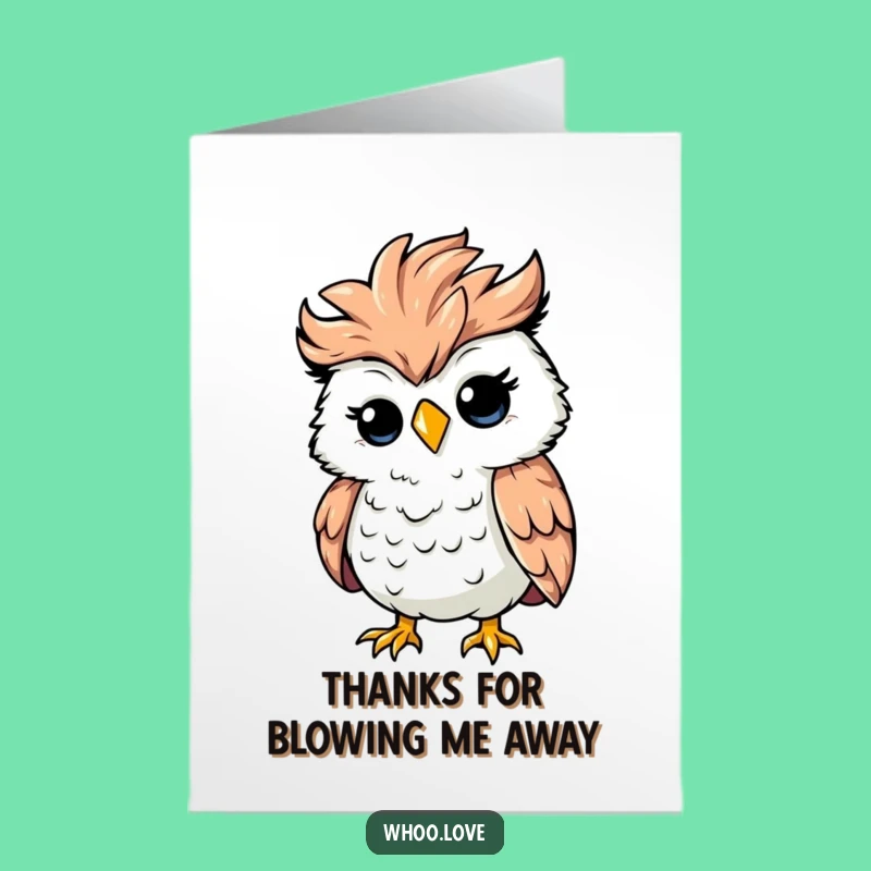 Free Printable Thank You Card: Windy Owl Chaos Funny Downloadable Gift