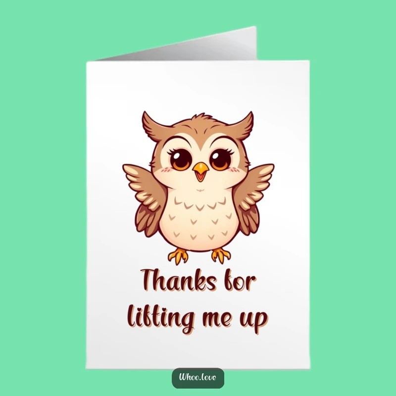 Free Printable Thank You Card: Flapping Owl Gratitude, Funny Downloadable Gift for Joyful Thanks